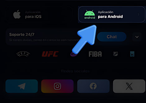 Sección "Aplicación Android en 1Win.