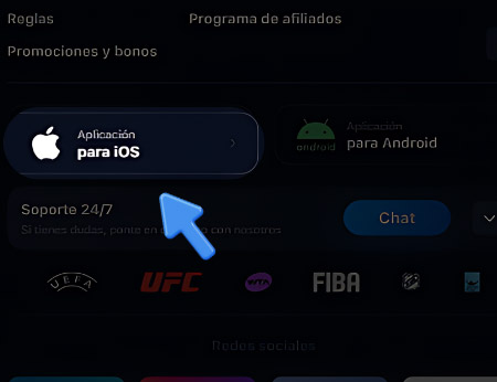 Elige descargar la aplicación para dispositivos iOS.