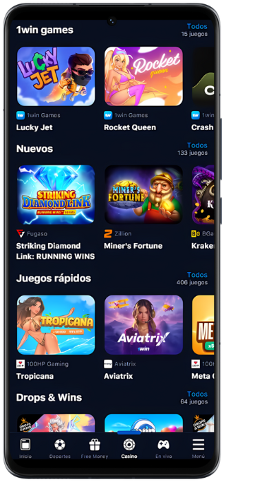 Captura de pantalla de 1Win Casino Games